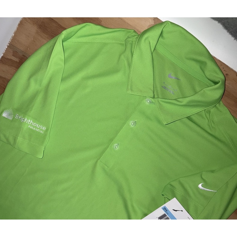 Nike DriFit Vertical Mesh Medium Golf‎ Polo Lime Green Brighthouse Financial New